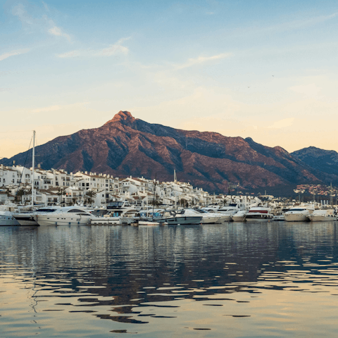 Head to Marbella's glamorous shoreline for seafront strolls