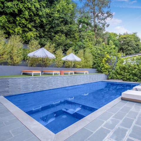 Swim in the private pool to cool off in the LA heat