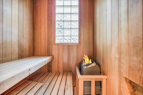 Relax in the sauna after a day hiking the local trails