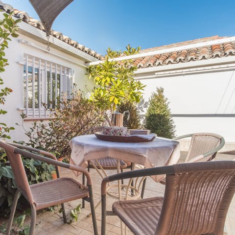 Enjoy sunny breakfasts on the private terrace