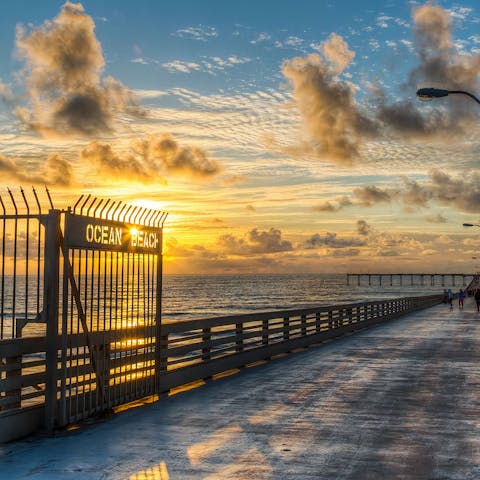 Walk to Ocean Beach pier in just a few minutes