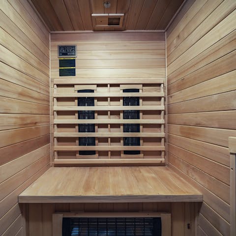 Unwind in the home's infrared sauna