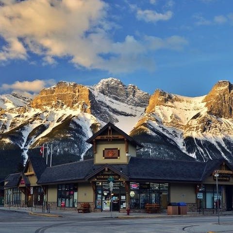 Explore the charming town of Canmore, just a minute's walk from your home