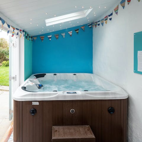 Sit back and relax in the six-person hot tub