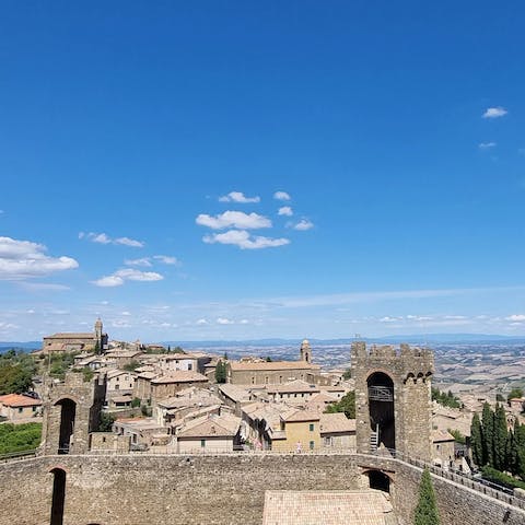 Drive to the pretty castle town of Montalcino, ten minutes away