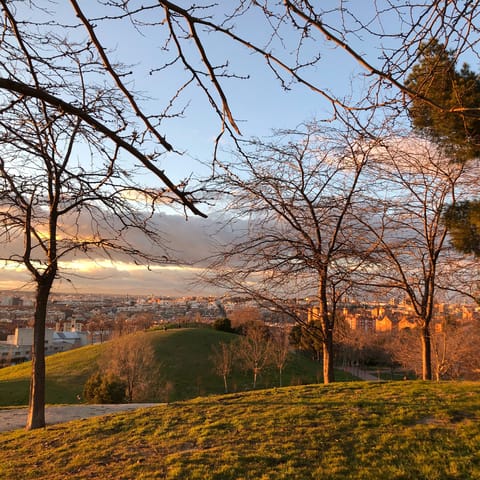 Take in the views of Madrid from Cerro del Tío Pío Park, a ten-minute stroll away