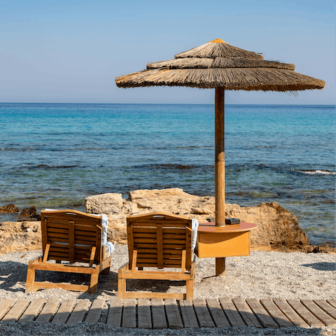 Enjoy the mythical beauty of Rhodes, with your nearest beach a ten-minute walk away 