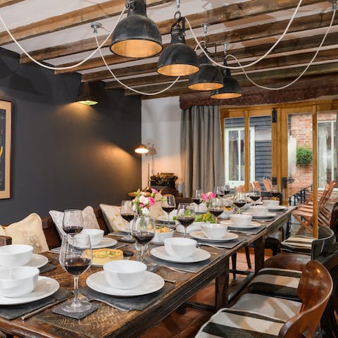 Dine in style in the eclectically decorated dining room