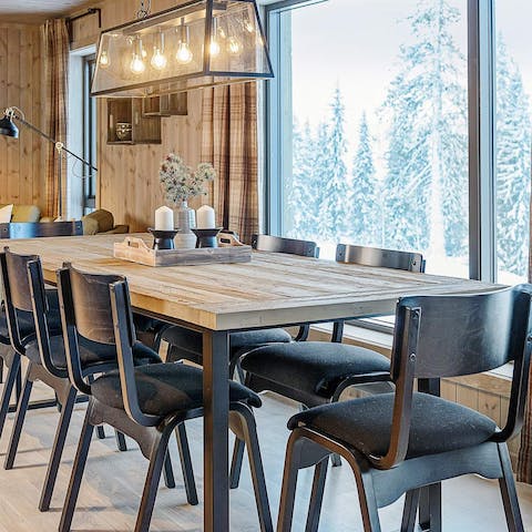 Serve up some traditional breakfast waffles and gaze out at the snow-covered trees