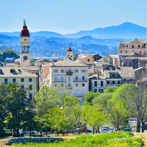 Shop for souvenirs in Corfu Old Town – it's only 9km away