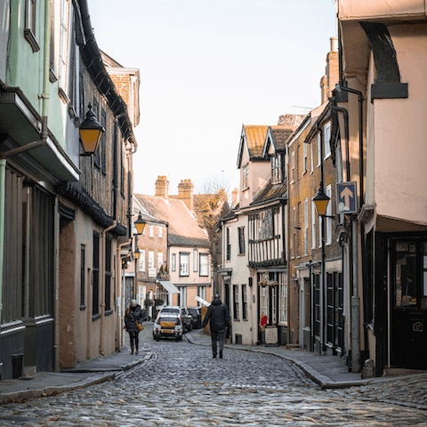 Explore the charming cobbled streets of Norwich