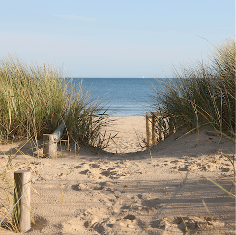 Head to the sandy Bredene beach, just a 10-minute drive away