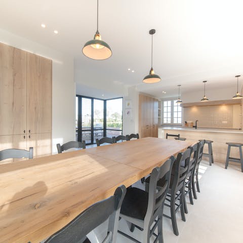 Dine together in the stylish kitchen and dining area