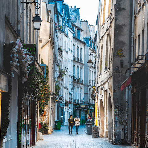 Stay in the Marais neighbourhood, with its picture-perfect Parisian streets