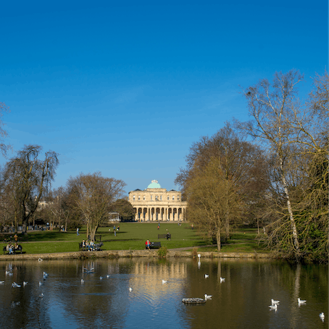 Take the ten-minute drive to Pittville Park and wander around the grounds
