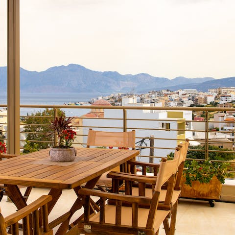Savour lazy breakfasts and vistas of the Ionian Sea from your private terrace