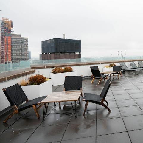 Gather on the shared roof terrace and admire the views