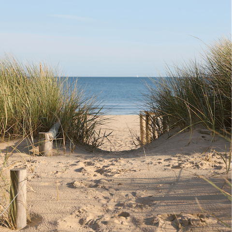 Explore Felixstowe Beach, just a ninety-second walk away