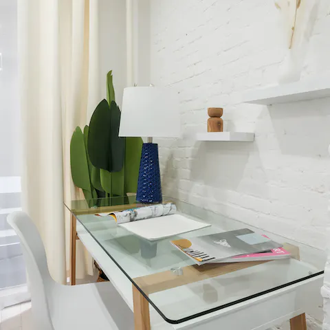 Catch up on work during your stay at the living room desk