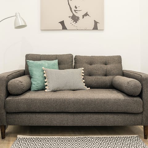 Get cosy in the bright and comfy living area 