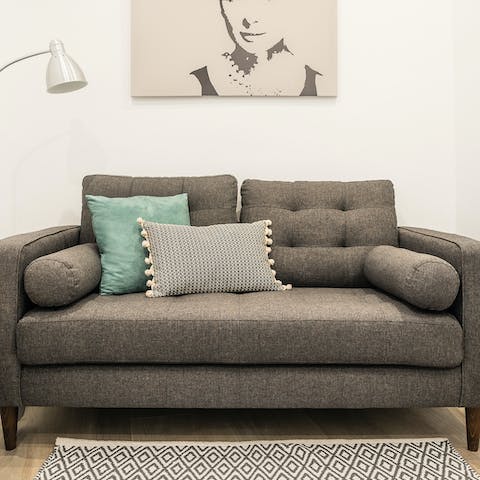 Get cosy in the bright and comfy living area
