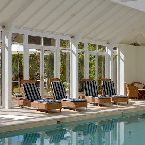 Relax in the stunning glass-roofed, heated swimming pool