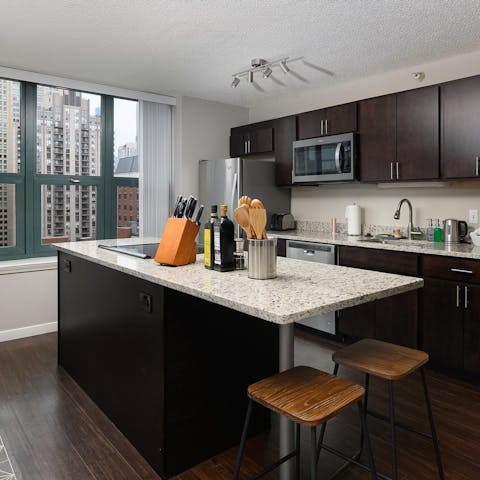 Sip a coffee at the breakfast bar with city views