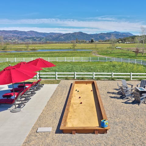 Try your hand at bocce with the gorgeous natural backdrop of Alexander Valley