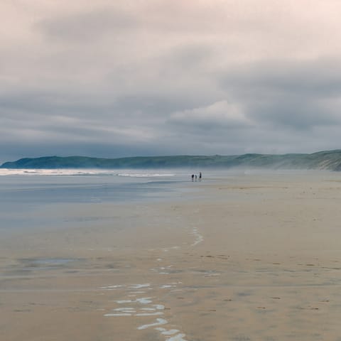Spend the day on the Cornish coast – Perranporth Beach is a twenty-minute drive away