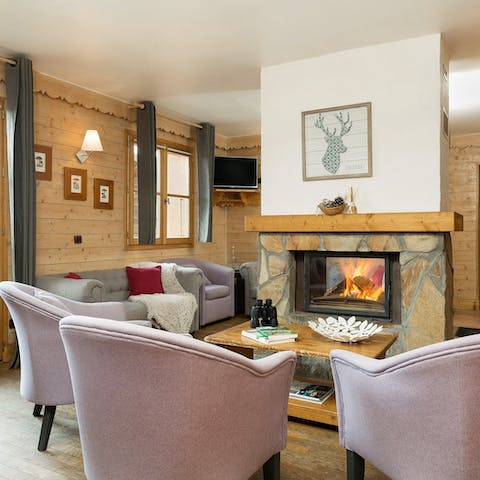 Stay warm in the cosy chalet after a day on the slopes