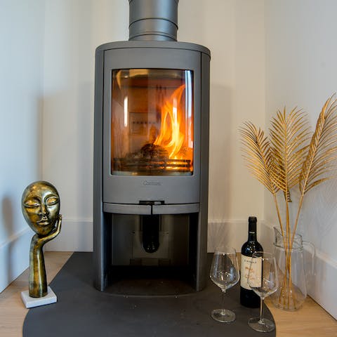 Get the Scandi-style log-burner crackling and watch a movie together