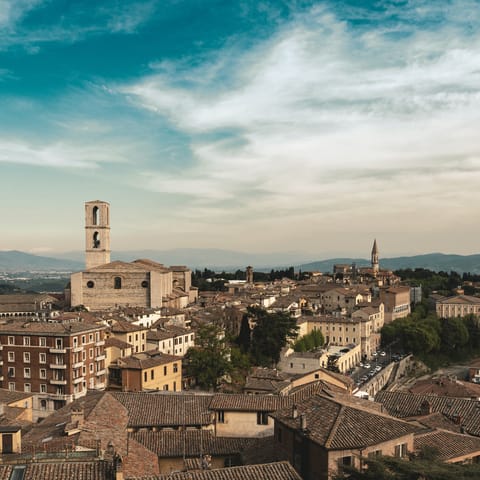 Go sightseeing in Perugia, just a sixteen-minute drive away