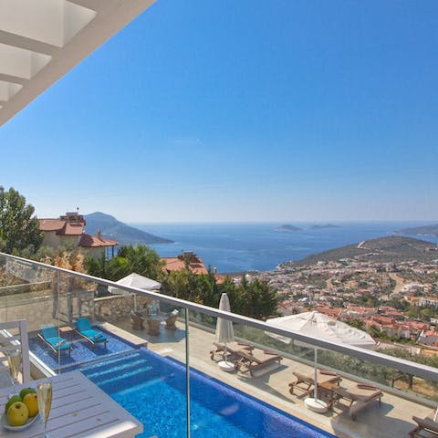 Dive into the pool and enjoy the stunning views of Kalkan bay