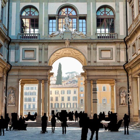 Explore the Uffizi Gallery, just over a ten-minute stroll from this home