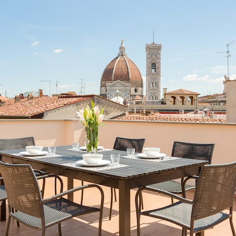 Take in the vistas of the Duomo over an alfresco dinner on the private terrace