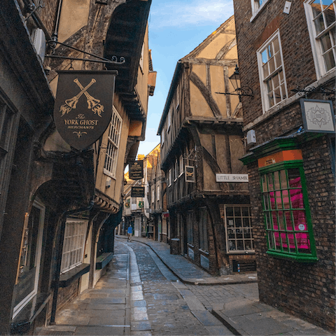 Explore York's historic Shambles, a six-minute stroll from your door