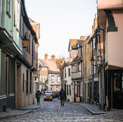Soak up Norwich's medieval history, forty minutes away by car