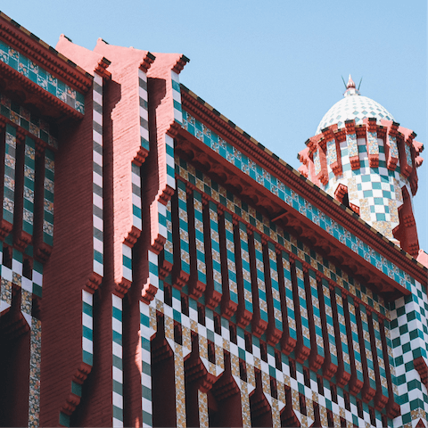 Take a four-minute wander around to a lesser-known Gaudí masterpiece, Casa Vicens