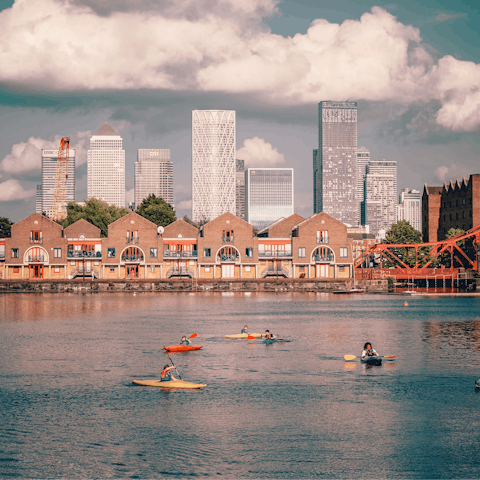 Uncover the hidden side of Canary Wharf, including kayaking out on the sheltered water of the docks