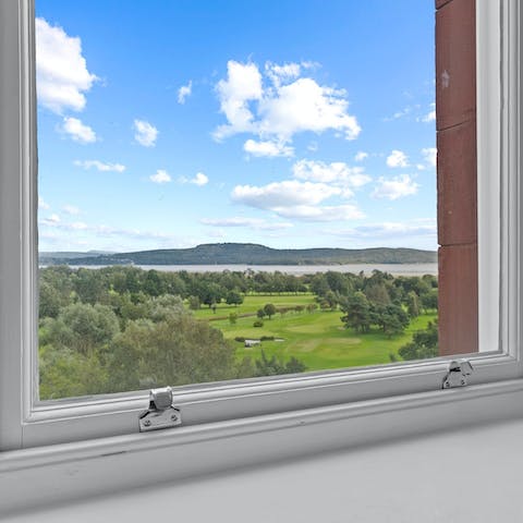 Admire the views over the golf course and Morecambe Bay from this home