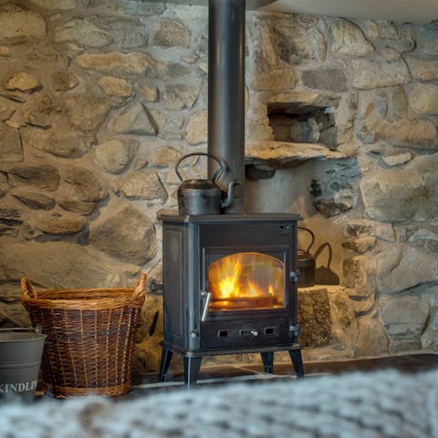 Cosy up in front of the wood burner fire