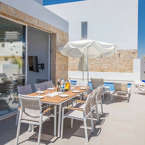 Serve up some Cypriot specialities at the alfresco dining area – will you try halloumi?