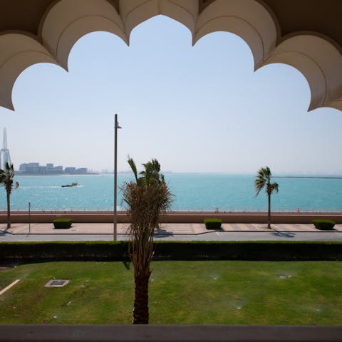Look out at dazzling views of sea and incredible architecture from the balconies