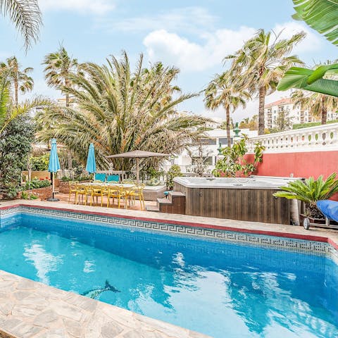 Relax in the hot tub or enjoy a dip in the private pool
