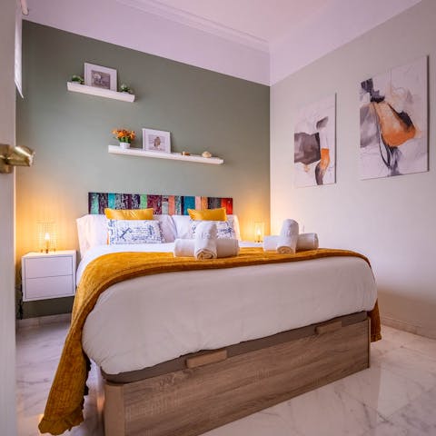 Wake up feeling refreshed in the colourful bedroom