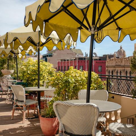 Savour the city views with sundowners on the shared terrace