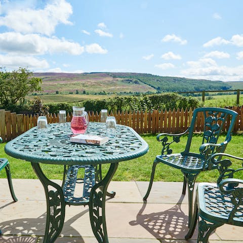 Enjoy afternoon tea in the garden, surrounded by rolling Northumbrian countryside 
