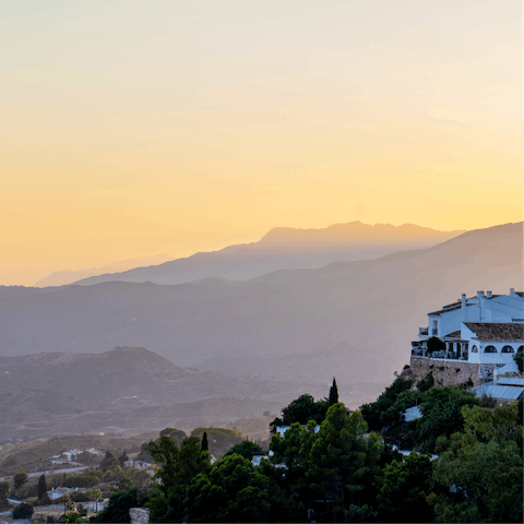 Admire the mountain views from Mijas Pueblo – a short drive away