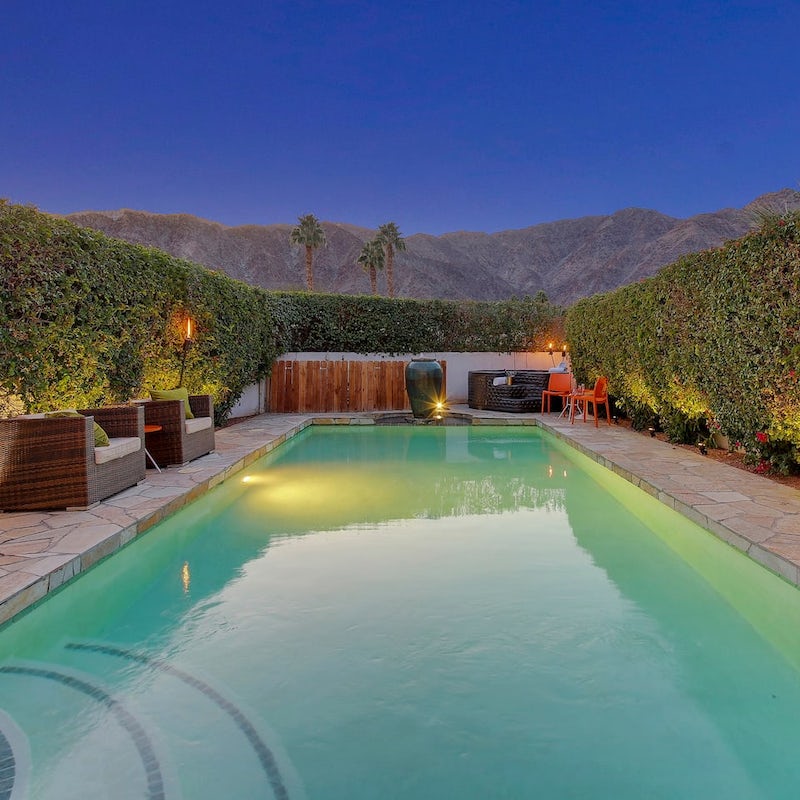 Go for serene swims with the sun setting behind you