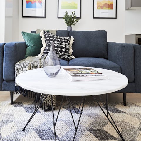Flick through magazines in the comfortable living space